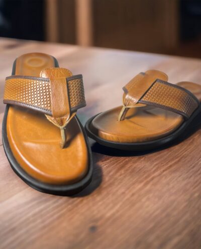 Turkish Leather Thong slides ( brown )